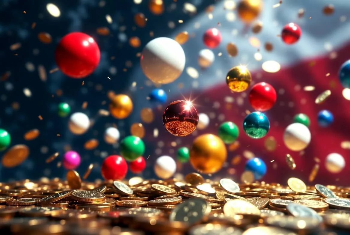 Monety i konfetti symbolizujące wygrane lotto